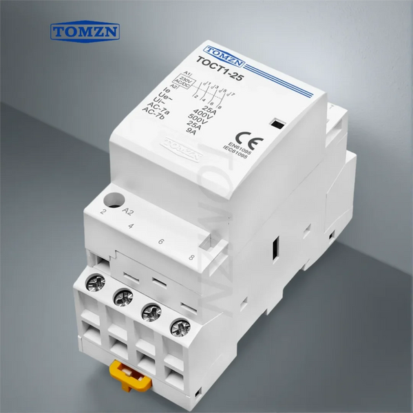 TOMZN 25A DIN Rail Modular Contactor AC/DC Control 24/110/220V 50/60Hz Contacts: 4NO / 4NC / 2NO2NC Changeover