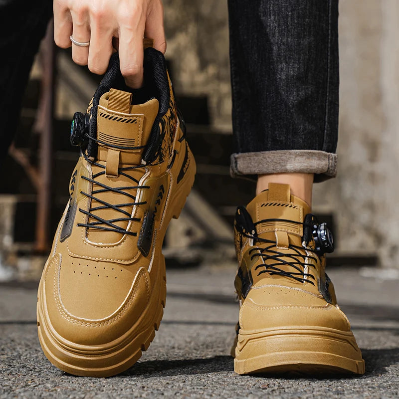 Men's boots four seasons soft sole non-slip outdoor boots fashion youth sports Joker tooling boots high-top comfort casual boots