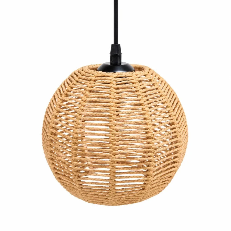 JOYINLED Vintage Indoor Wall Light, E27 Retro Rattan Wall Lamp with Woven Lampshade Wall Lamp for Living Room, Bedroom, Hallway