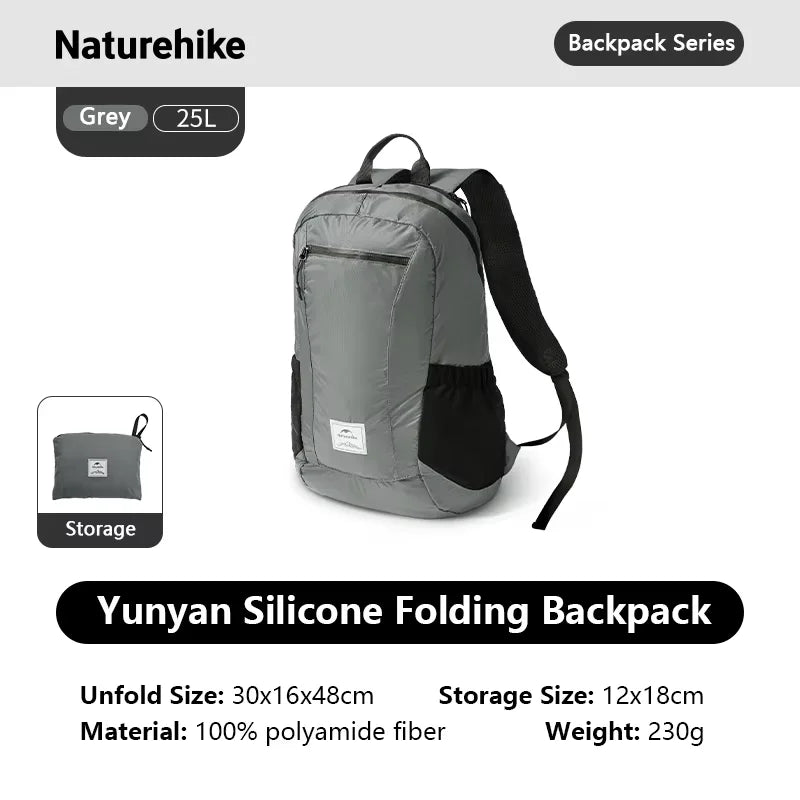 Naturehike 18L 22L 25L 30L Silicone Folding Backpack Lightweight Portable Waterproof Outdoor Camping Hiking Shoulder Skin Bag