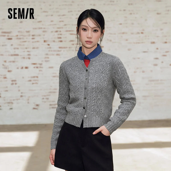 អាវកាឌីហ្គែនប៉ាក់ Semir សម្រាប់នារី កាត់ស្មាធម្មតា រចនាបែបសាមញ្ញ ងាយស្រួលប្រើ ពាក់ប្រចាំថ្ងៃរដូវរងាថ្មីឆ្នាំ ២០២៦