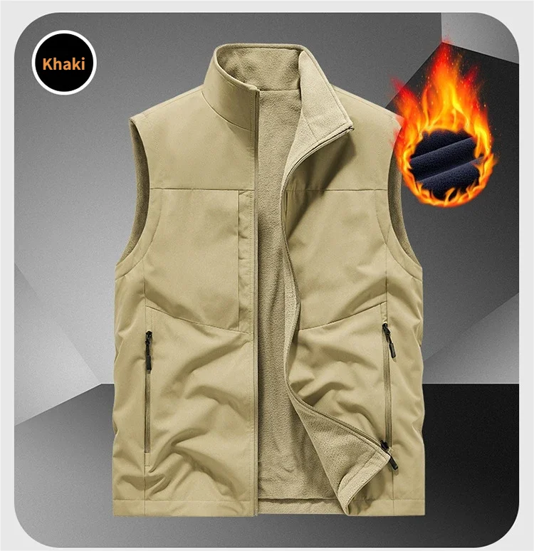 Multi-pocket outdoor suit vest coat custom logo10 Colors Casual vest winter warm sleeveless vest jacket 2025 Autumn/Winter