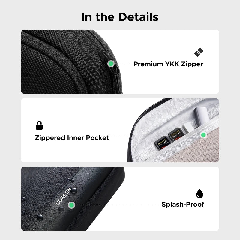 UGREEN Storage Bag Case Organizer Bag S/M Size for Earphone USB Cable Cell Phones Charger PC Digital Laptop Accessories Bag