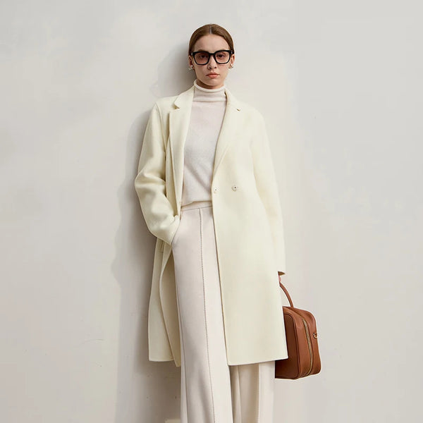 AMII Minimalist Woolen Coat 2026 Winter New Loose Solid Color Versatile Women's Clothing Wool Long Sleeves Coat Women 12524044