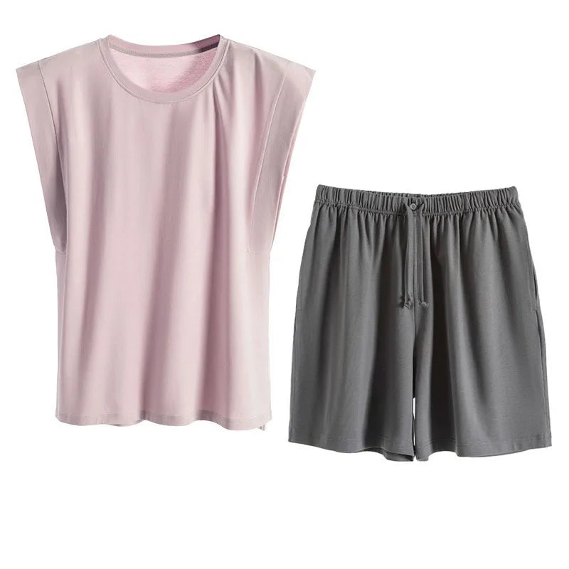 Cotton Nightie with Bra Summer Clothes 2 Piece Set Women's Pajamas Home Wear Women Nightwear Thin Sleeveless Sleepwear Pyjama