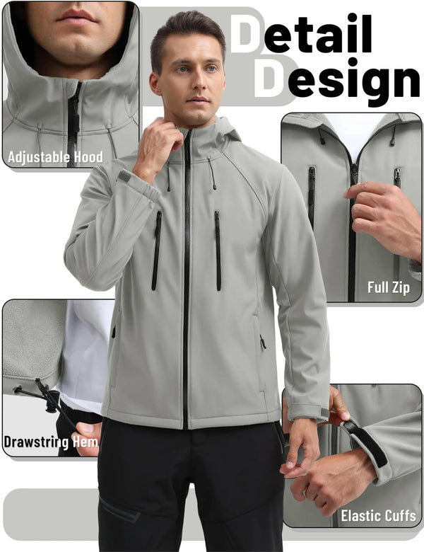 TACVASEN Men's Fleece Lined Softshell Jacket Waterproof Winter Tactical Coat Thermal Windproof Outdoor Hiking Daily Jacket
