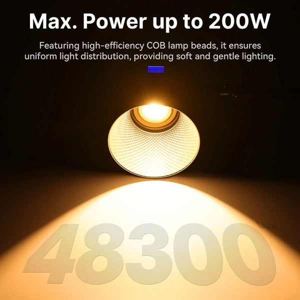 ភ្លើងវីដេអូ Ulanzi VL-200Bi 200W V-Mount COB ឥតខ្សែ បញ្ជាតាមកម្មវិធី 2700K-6500K សម្រាប់ការថតរូបវីដេអូកំប្លែង