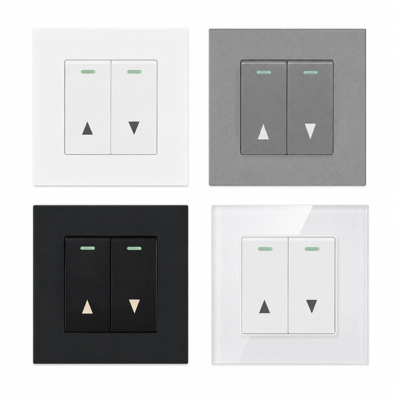 Electric curtain switch panel, type 86 up and down automatic reset shutter shutter switch AC110-250V