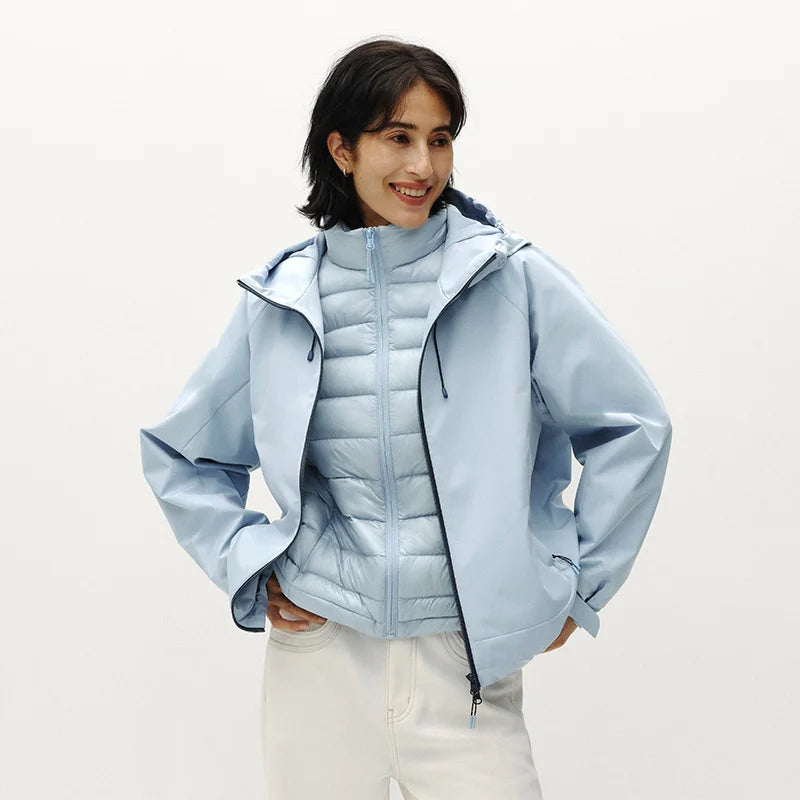 អាវក្រៅ Semir សម្រាប់នារី ការពារទឹក ការពារខ្យល់ ធន់នឹងស្នាមប្រឡាក់ ៩០ ភាគរយ បំពេញដោយរោមចៀមបីស្រទាប់ រចនាបថរដូវរងាឆ្នាំ ២០២៦ សម្រាប់រាល់ថ្ងៃ