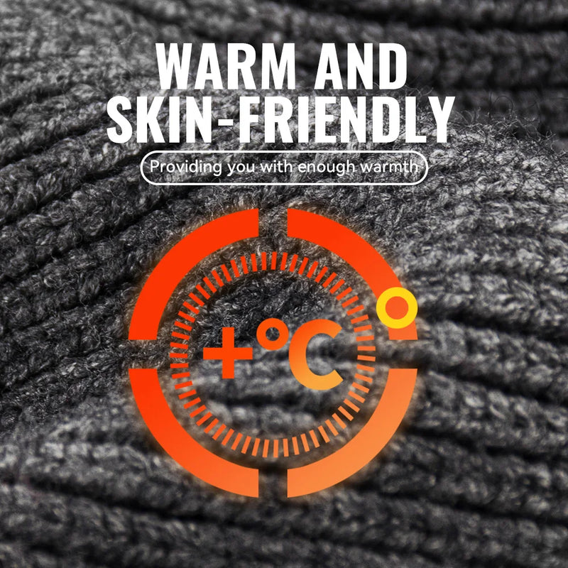 WRELS Winter Fleece-Lined Earflap Beanie Hat Thermal Windproof Knit Cap for Men Women Outdoor
