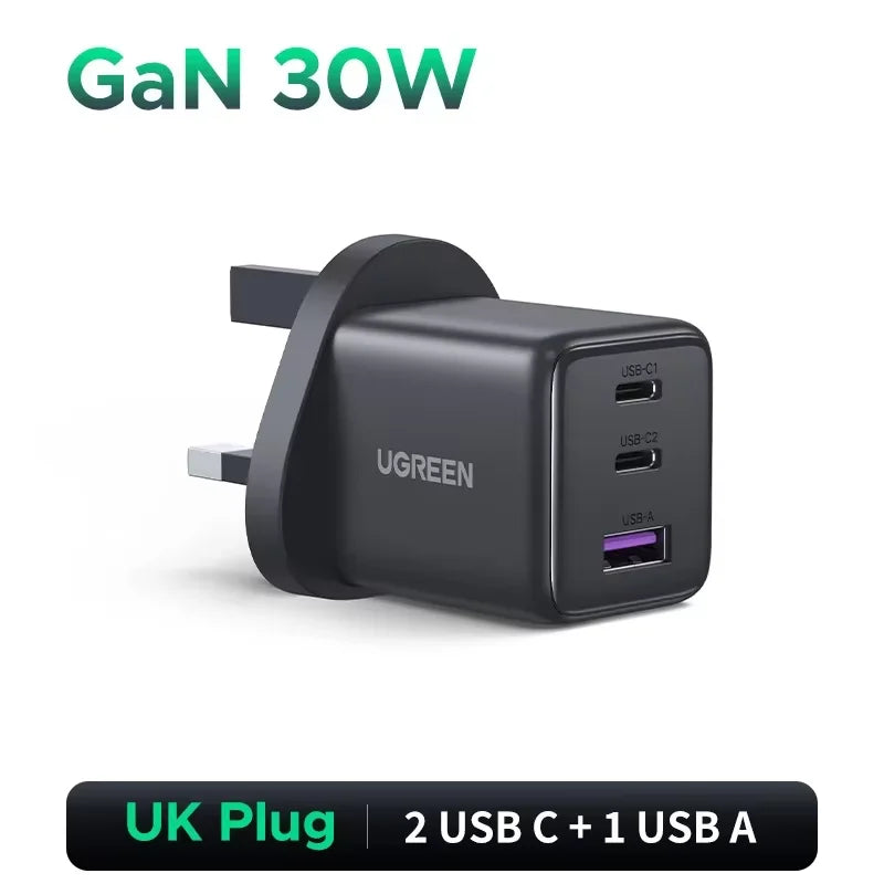 【UK Plug】UGREEN 45W 30W 20W GaN Charger PD 3.0 USB C Phone Charger For iPhone 17 16 15 Pro Samsung S25 Xiaomi Tablet iPad Air