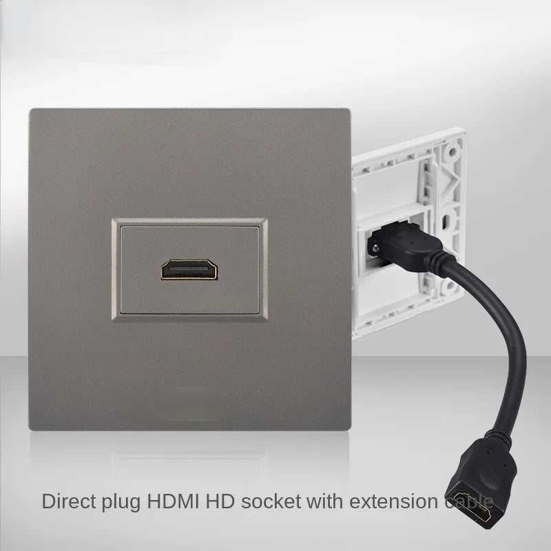 Embedded Multimedia Panel 4K HD Cable HDMI Video Digital TV Socket Plug directly into HDMI Socket,TV Network Cable Exit ,86mm
