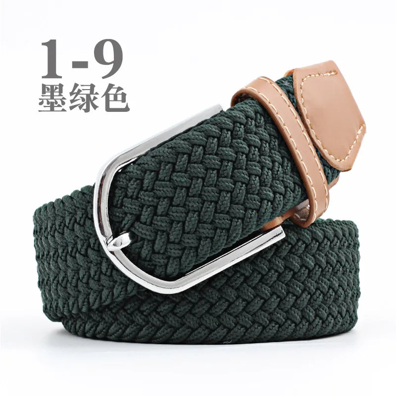 105cm Stretch Woven Belt, Unisex Canvas Belts Fashion Casual Student Belt Women Cinturon Male Waistband.