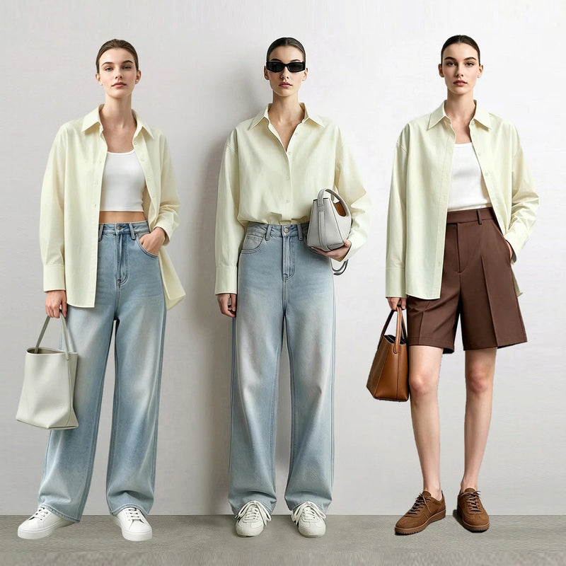 AMII Long Sleeve Shirt For Women 2026 Autumn New Lapel Drop Shoulder Pleated Top Loose Cotton Classic Women's Shirt 12613014