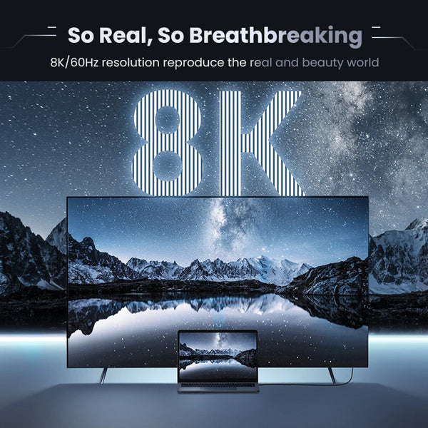 ខ្សែ UGREEN HDMI 2.1 8K 60Hz 48Gbps Earc Ultra High-Speed HDMI-Compatible សម្រាប់ Xiaomi TV Box Laptop Projector PS4 PS5