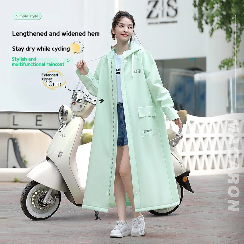 អាវភ្លៀង Poncho វែងពេញប្រវែងប្រឆាំងនឹងព្យុះភ្លៀងសម្រាប់មនុស្សពេញវ័យដែលពាក់ឡានអគ្គិសនី