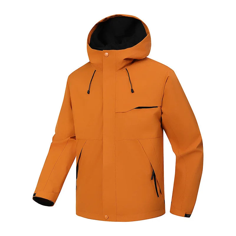 2026 Spring New Arrival Men's Long-Sleeve Hooded Jacket, Zip-Up Windbreaker, Available in Gray, Green, Black, and Blue.