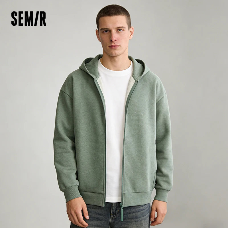 Semir Minimalist Jacket Men Spring Knitted Hooded Outdoor Casual Versatile Couple Style Loose Comfortable Daily Top