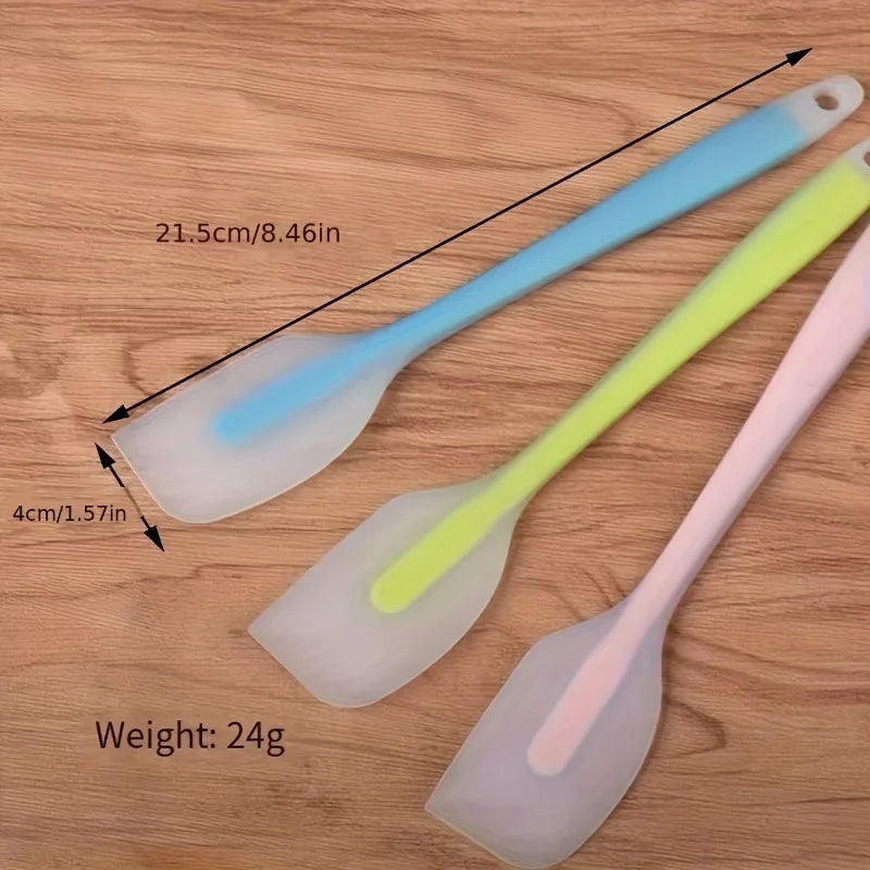 1pc Translucent Handle Silicone Scraper Butter Cream Mixing Shovel Knife Cake Baking Spatula Tool, random color