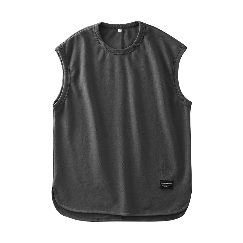DUKEEN Pique Fabrics Sleeveless T-Shirt for Men Summer Breathable Basketball Sports Solid Color Vest Men's White Basic Tank