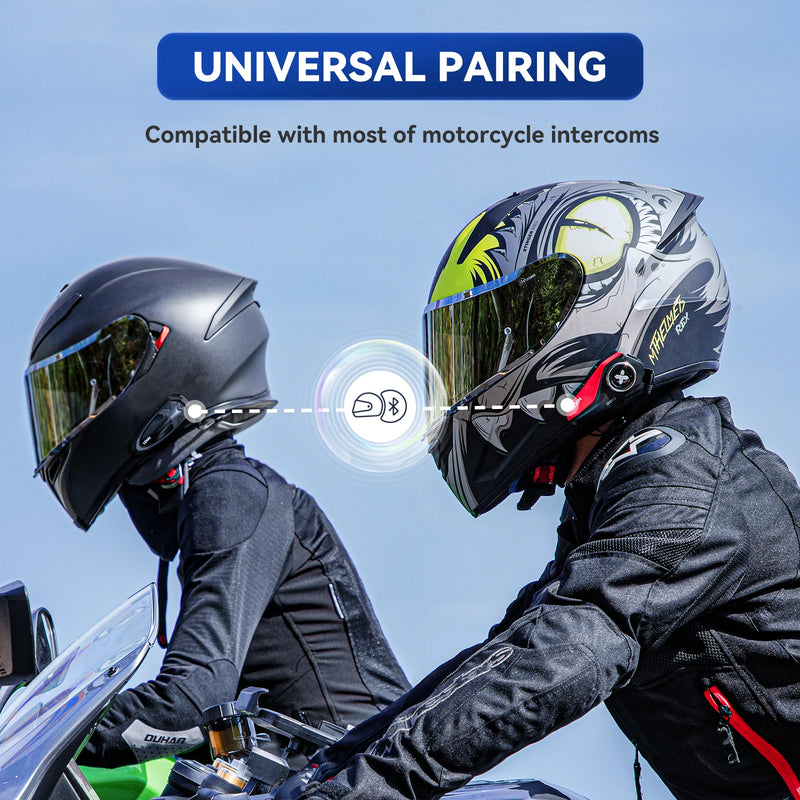 Lexin G2P Intercom For Motorcycle Helmet Bluetooth Headsets,Handsfree Communicator Up to 6 Riders Interphone with FM