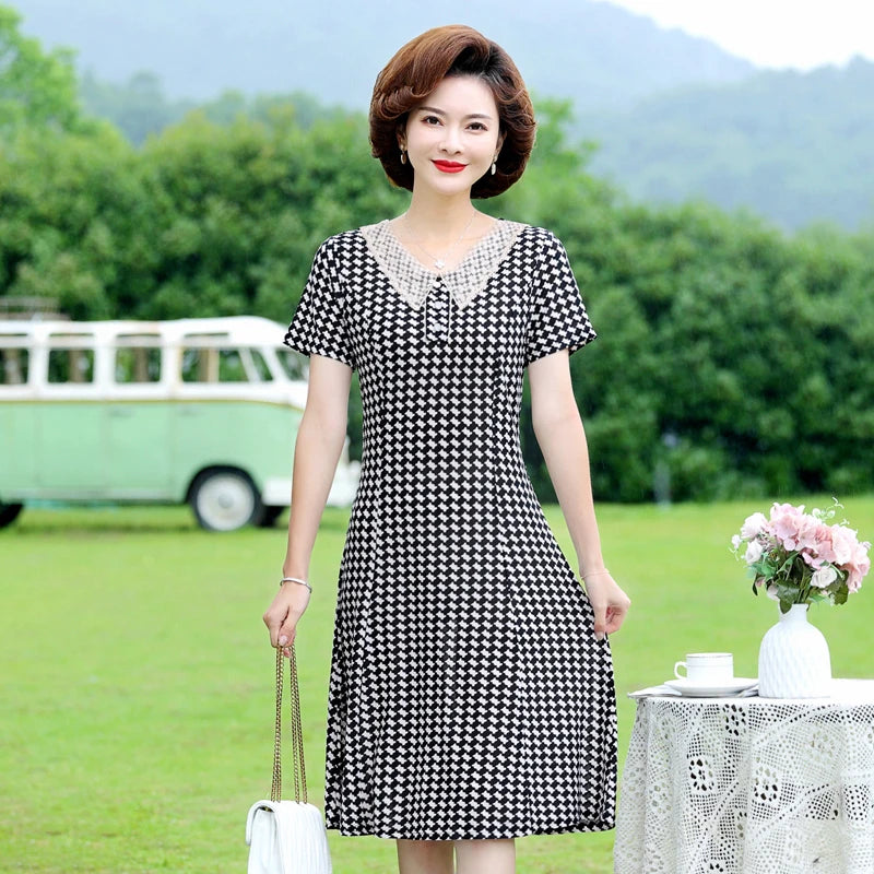 រ៉ូប ស្លេក សម្រាប់ នារី ស្ទីល ធម្មតា សម្រាប់ រដូវក្ដៅ កអាវ Peter Pan រ៉ូប សូត្រ ទឹកកក