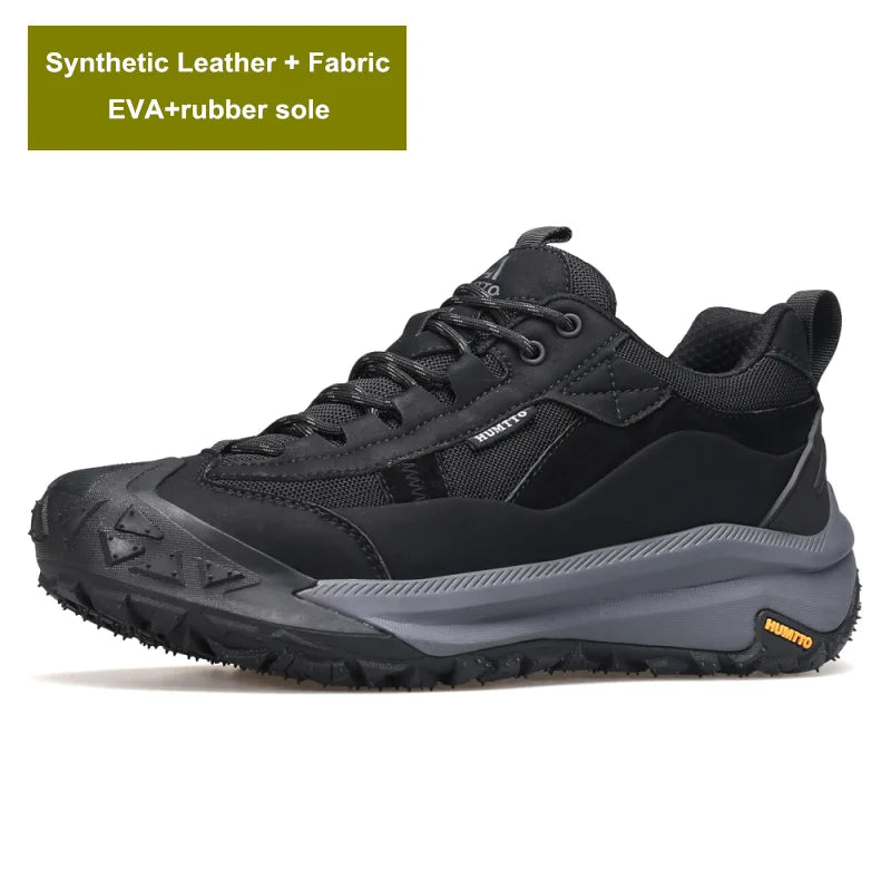 HUMTTO Shoes for Men 2023 Luxury Designer Leather Hiking Boots Outdoor Climbing Trekking Sneakers Mens Sports Walking Man Shoe