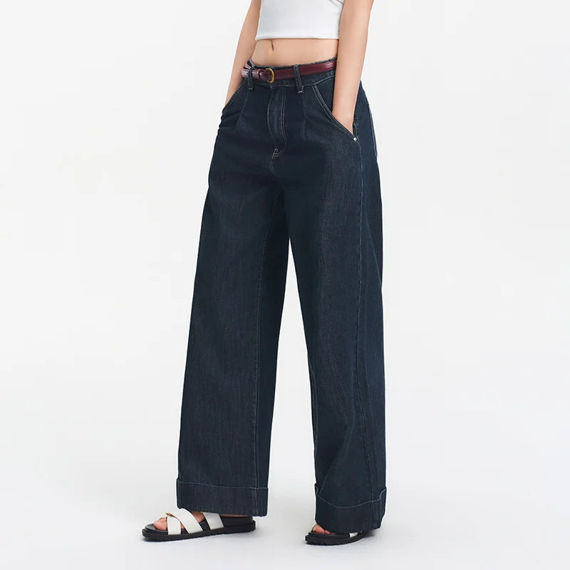Semir Women Jeans Cotton 2026 Elastic Waist Loose Fit Wide Leg Urban Casual Everyday Style Soft Comfortable Daily Wear