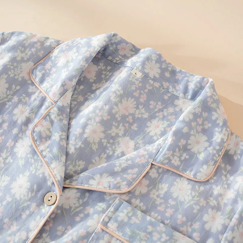 Spring Autumn Pajamas for Lady 100% Cotton Home Suit Two Piece Set Sleepwear Woman Night Clothes Pijama Two-Piece Women's Set