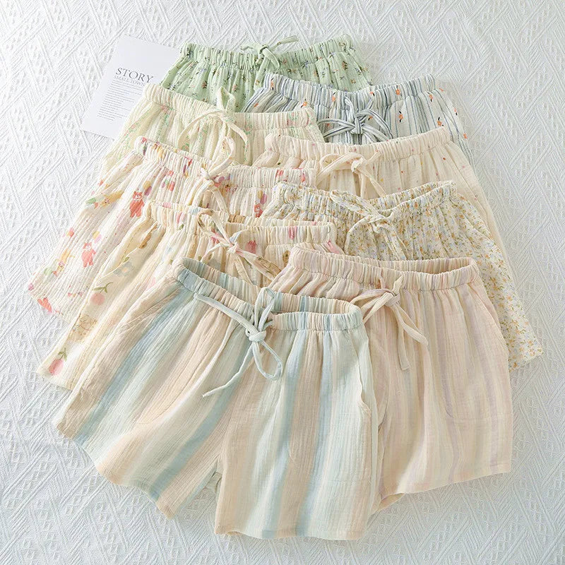 INS Fresh Pure Cotton Summer Pajamas Pants New Printed Sleepwear Pyjamas Women Home Wear Night Shorts Pantalon De Pijama