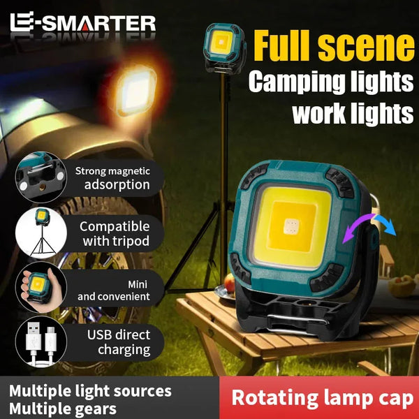 ភ្លើងពិលចល័ត LED ភ្លើងការងារ ភ្លើងជួសជុលរថយន្តបង្វិលបាន 180 ដឺក្រេ ភ្លើងពិលសាក USB