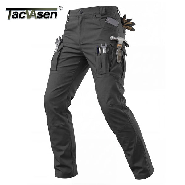 TACVASEN Tactical Waterproof And Lightweight Cargo Pants Mens Outdoor Hiking Stretch Ripstop Trousers with 8 Pockets(No Belt)