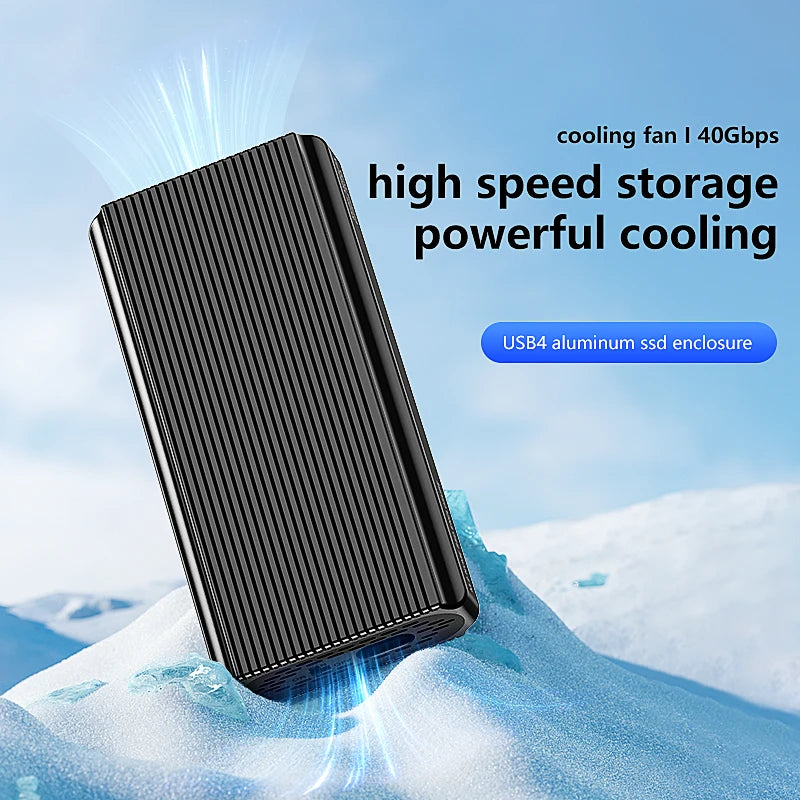 ប្រអប់ Blueendless 40Gbps M.2 NVMe SSD Enclosure M2 PCIe 4.0 NVME SSD Case M.2 ទៅ USB4.0 Adapter អាលុយមីញ៉ូម SSD Docking ជាមួយកង្ហារត្រជាក់