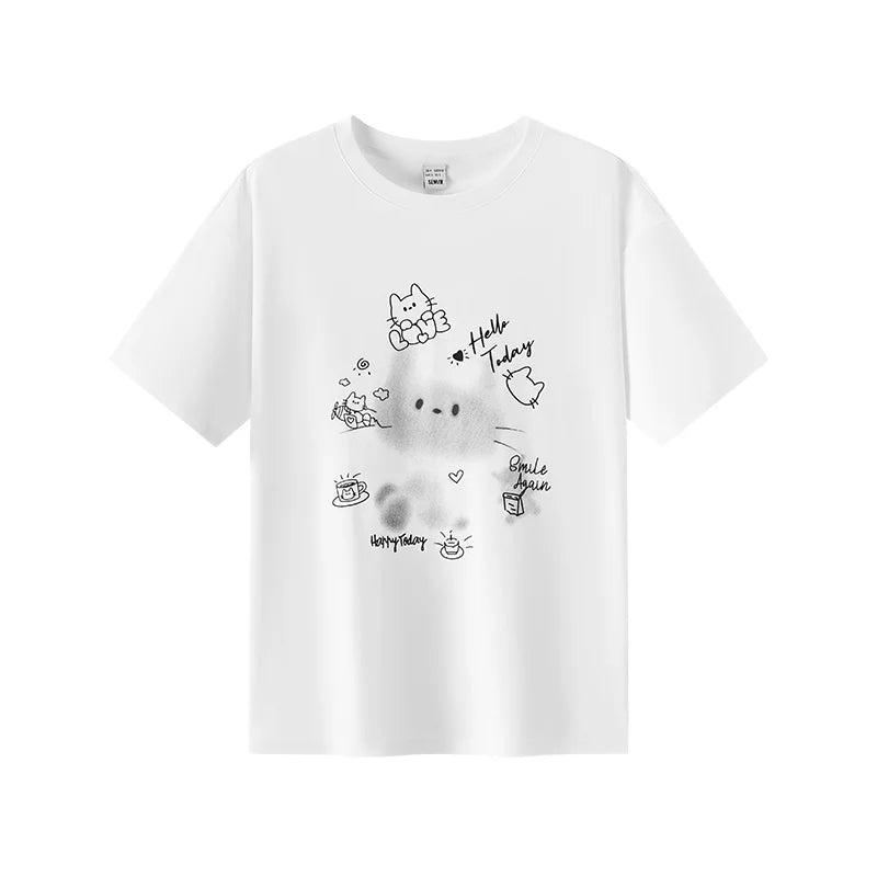Semir Women Tshirt Mid Length Loose Cartoon Print Short Sleeve Summer 2026 Cute Casual Niche Style Fashion Top Tee