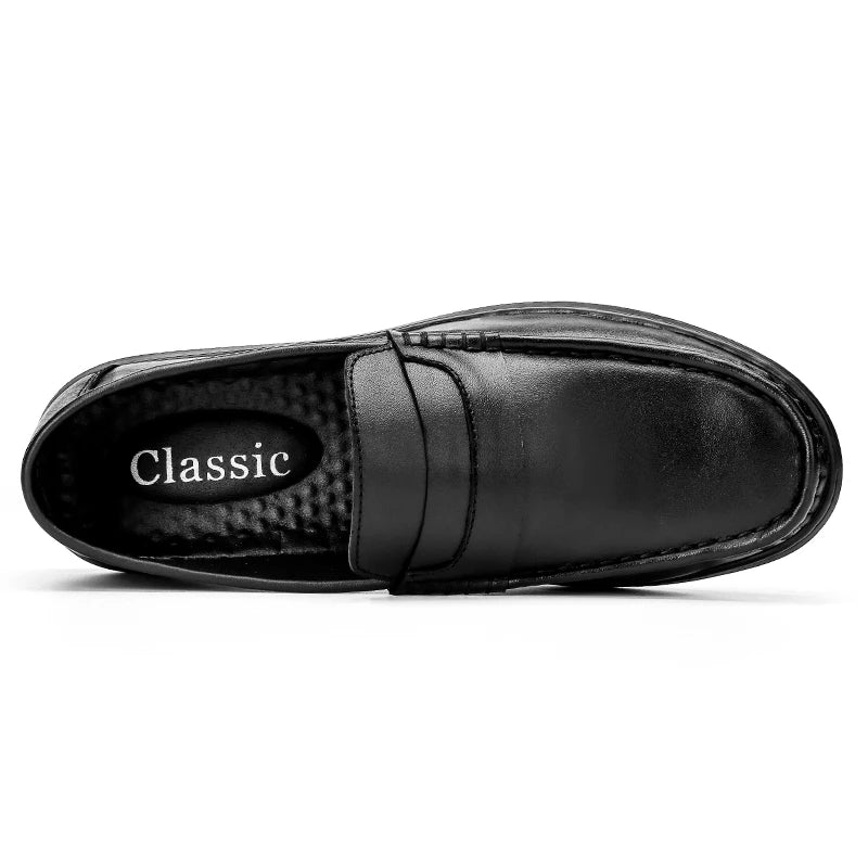 Spring Autumn Men's Slip on Loafers Leather Casual Shoes Sales Dress Boat Shoes Black Mocasines Hombre Big Size 47 48