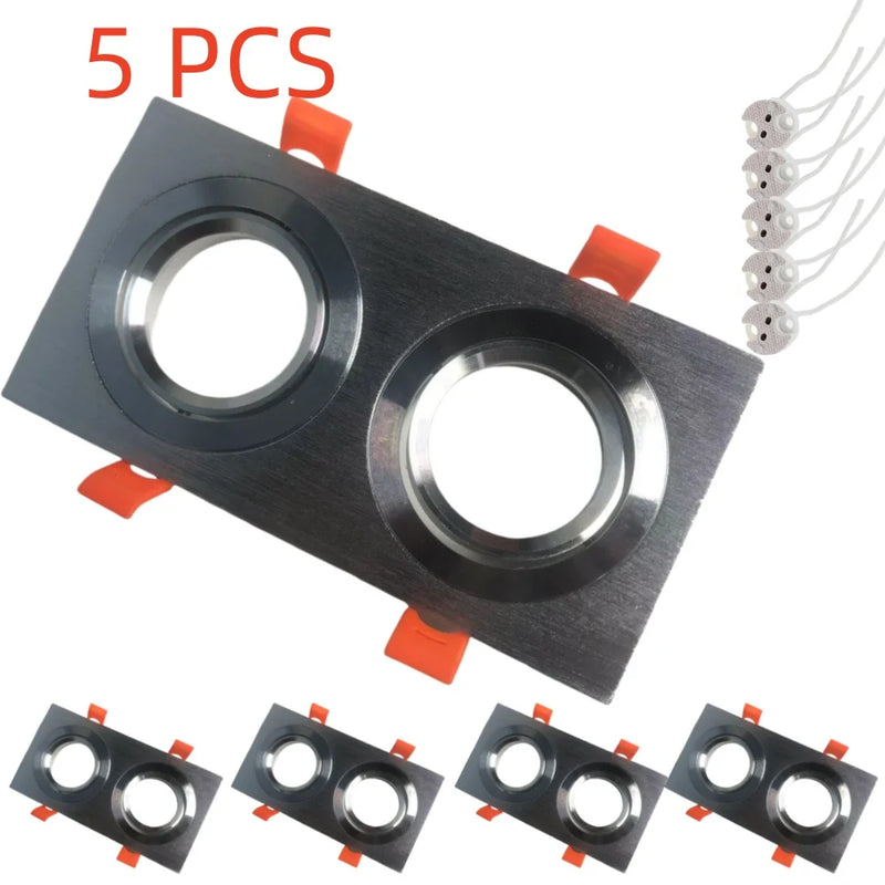 5pcs Square Recessed Spot Led Double Heads Frame GU10 MR16 Lamp Holder LED Down Light for Home Indoor Lighting Fixture