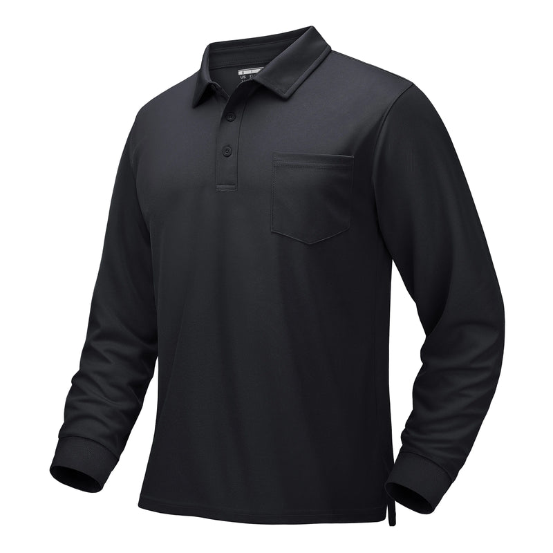 TACVASEN Mens Work Polo Shirts Chest Pocket Casual Polo Shirt Lightweight Breathable Performance Outdoor Golf Polo Tee Tops