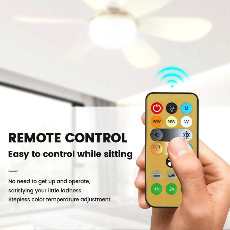 Home E27 Base Ceiling Fan Light with 30W/40W LED Night Light Adjustable Lighting Mode Remote Control High Wind Power Ceiling Fan