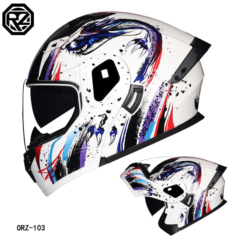 2023 New Arrival Men Motorcycle Professional Racing Flip Up Helmet ABS Material Modular Dual Lens Helmets DOT Certification