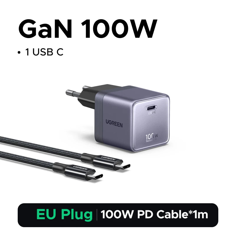 【Ultra Mini】UGREEN Nexode Air 100W GaN Charger PD3.0 QC4.0 PPS For Macbook Pro Air Laptops iPhone 18 17 Samsung S26 Ultra iPad T