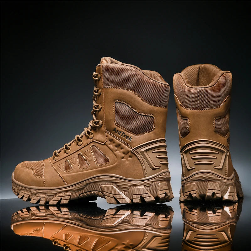 Men's Field Combat Training Boots Four Seasons Non-Slip Comfort Jungle Combat Boots High-Top Outdoor Multi-Terrain Hiking Boots