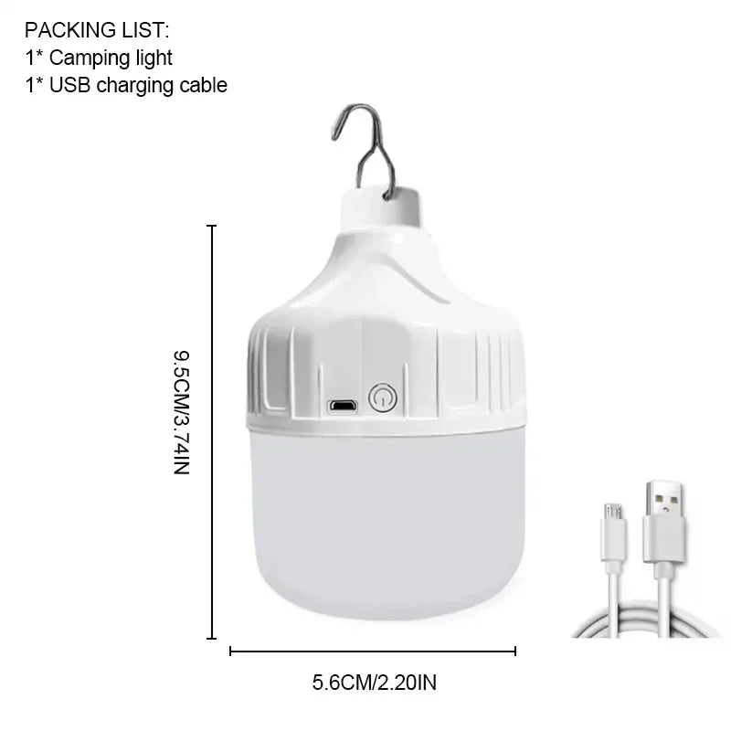 អំពូល LED ក្រៅផ្ទះដែលអាចសាកបានដោយ USB ពន្លឺខ្ពស់សម្រាប់ភ្ជាប់ជាមួយភ្លើងសង្គ្រោះបន្ទាន់សម្រាប់បោះតង់នេសាទ ចង្កៀងចល័តសម្រាប់ពេលយប់