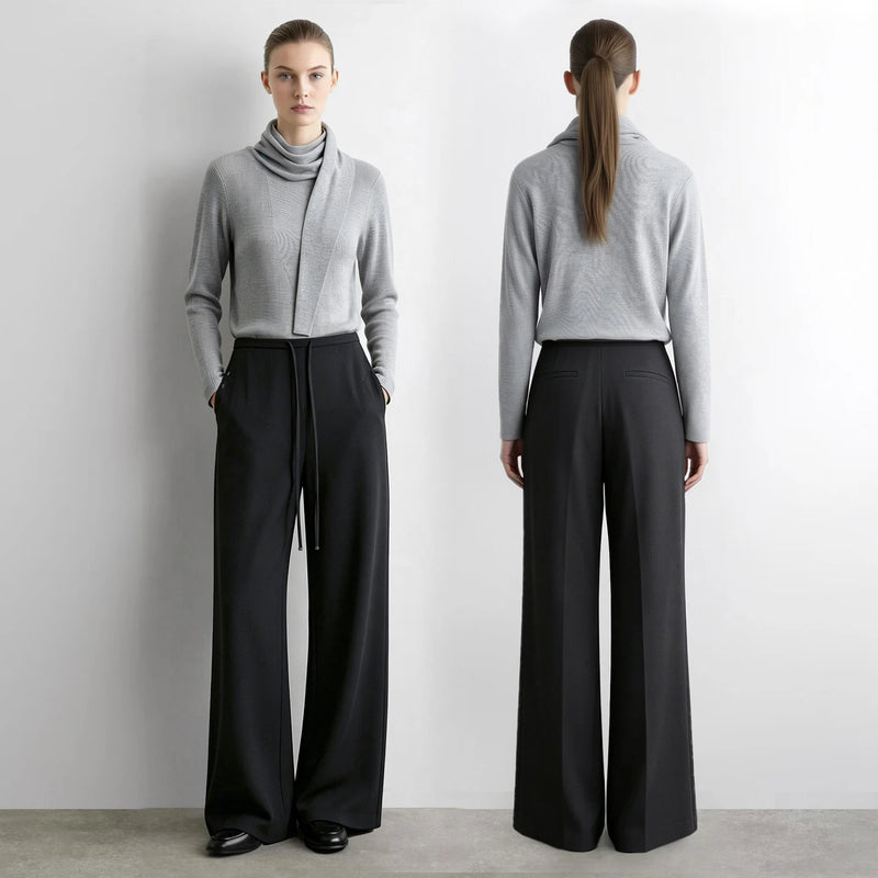 Amii Women Wide Leg Pants Ankle Length Office Autumn Casual Loose Trouser Versatile Essential Woman Bottoms Clothing 12623017