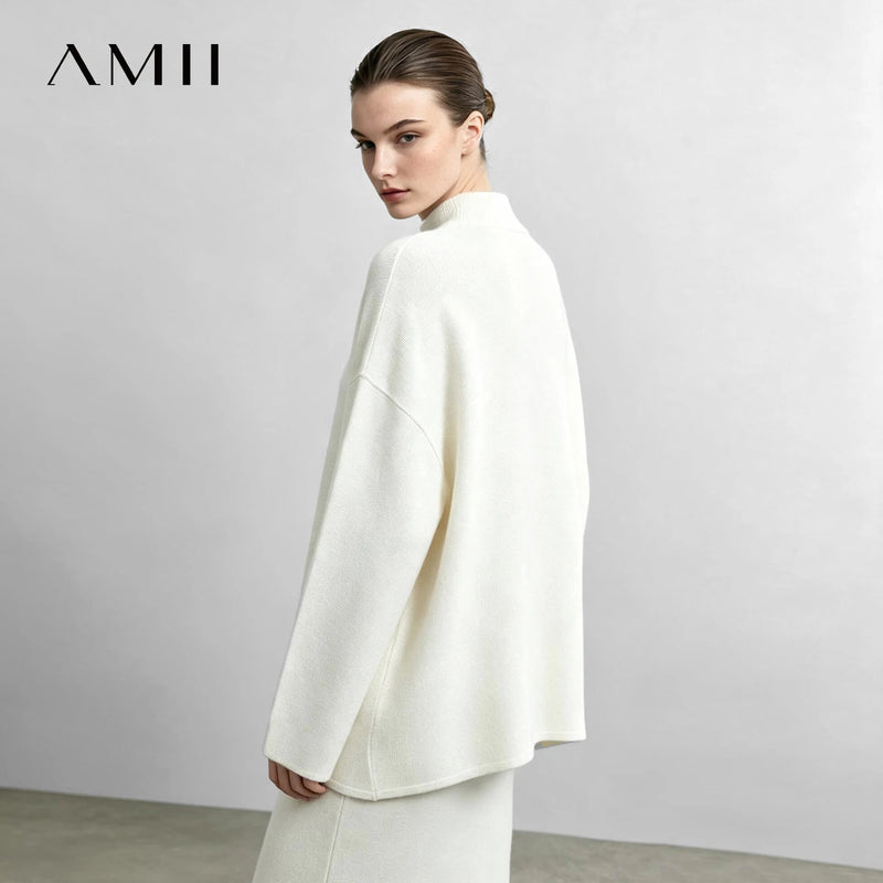 អាវយឺតកមូលសម្រាប់នារី Amii ដៃវែង ស្មាធ្លាក់ អាវធំ ធម្មតាសម្រាប់ធ្វើដំណើរ រដូវរងា ឆ្នាំ២០២៦ សម្លៀកបំពាក់នារី 12644004