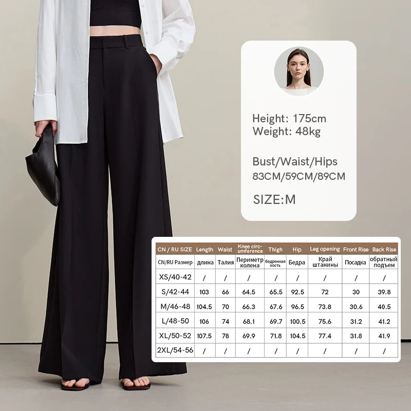 ខោ Amii សម្រាប់នារី រដូវក្ដៅ ឆ្នាំ២០២៦ ខោជើងវែងរលុង ធម្មតា ក្រណាត់ទន់សម្រាប់ការិយាល័យ ធ្វើដំណើរ សម្លៀកបំពាក់វែងឆើតឆាយសម្រាប់នារី 12621076