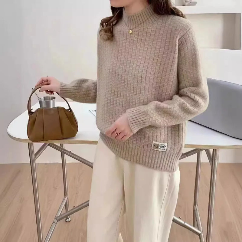 Knitwear Woman Clothes New Half Turtleneck Warm Pullover Tops Spring Autumn Women's Sweater Knitting Jumper Female Clothing