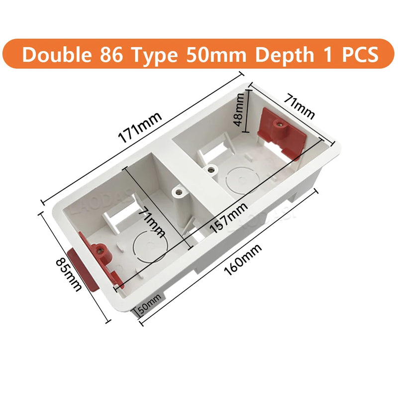 86 Type Switch Mounting Box Cassette Flame Retardant Plastic PVC Junction Back Box Universal White Electrical Concealed Box