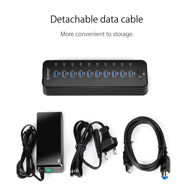 ORICO P10 USB HUB 10 Ports USB 3.02.0 HUB With 12V Power Adapter High Speed USB Splitter For PC Computer Accessories
