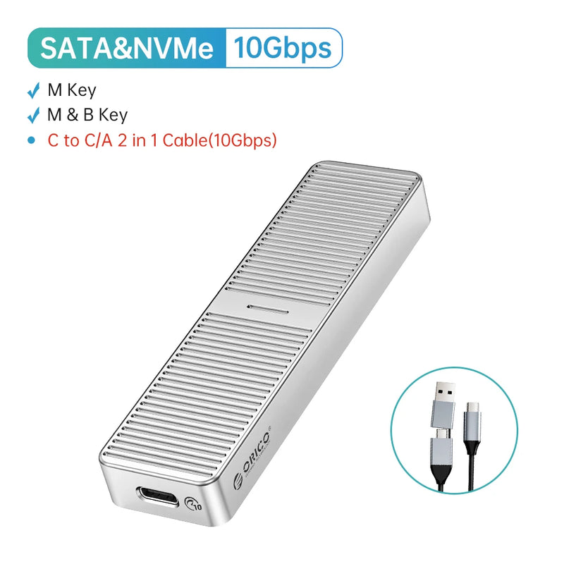 ORICO 20Gbps M.2 NVME SSD Case with Built-in Cooling Vest Upgraded Aluminum Type-C M2 NVME SSD Enclosure for Solid State Drive