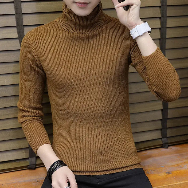 2026 New Men's Burgundy High-Neck Sweater, Winter Black Thermal Pullover Sweaters, Available in Blue, White, Yellow, Green, Gray